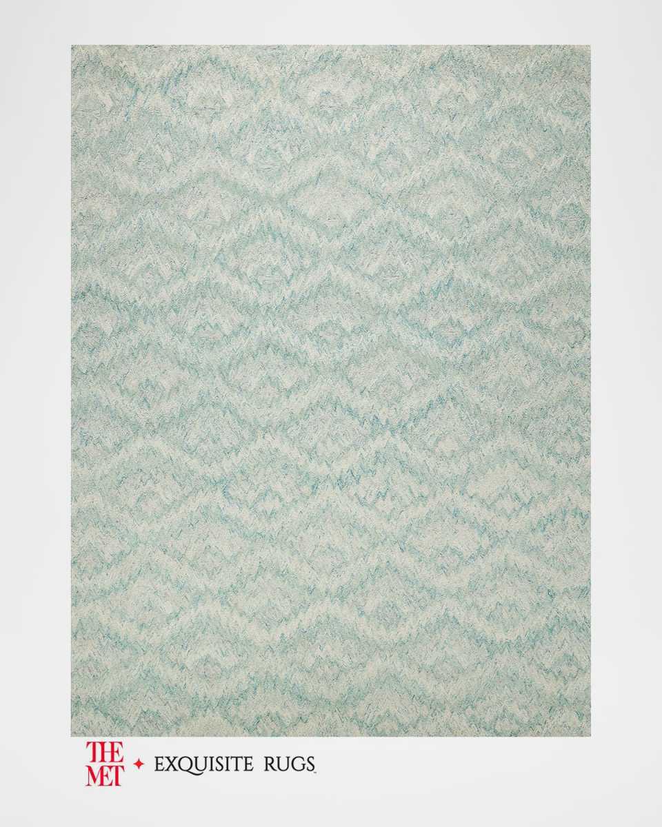 Bargello Hand-Tufted Turquoise Rug, 6' x 9'